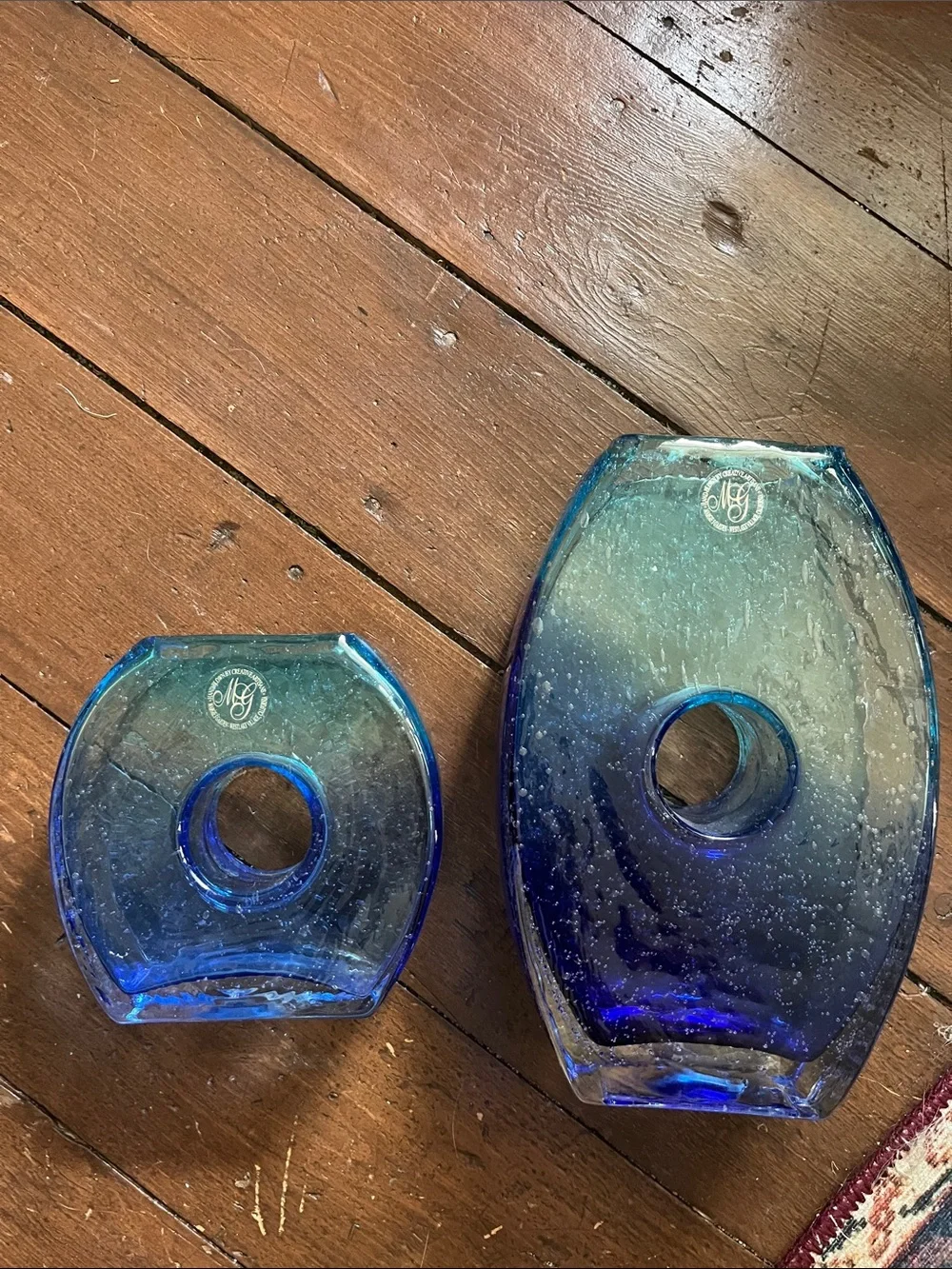 Cobalt Blue Circular-Center Handblown Glass Vases by Margie’s Garden